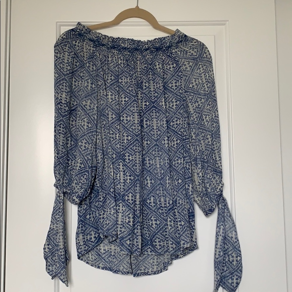 Blue and white blouse size medium